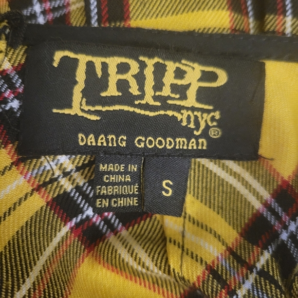 Tripp NYC Yellow Plaid Mini Skirt Punk Goth Daang Pleated 90s Y2k School Emo S - Picture 5 of 7
